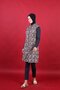 Abstract Patterned Fully Covered Hijab Swimsuit Navy Blue Adjustable Waist 3-Piece Water-Repellent Fabric - 4
