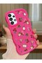 Samsung Galaxy A33 5g Compatible Shockproof Simple Red Silicone Phone Case Cover Flower Pattern