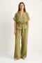 Women's Green Adjustable Waist Detailed Short Sleeve Vest Elastic Waist Trouser Suit 7572 60286192 - 2