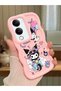 Vivo Y19S Compatible Shockproof Simple Pink Silicone Phone Case Kuromi Pattern
