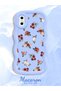 iPhone X Compatible Shockproof Simple Blue Silicone Phone Case Flowers Pattern - 2
