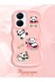 Simple Pink Silicone Phone Case Panda Pattern Shockproof Compatible with Vivo Y16