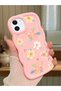 iPhone 11 Compatible Shockproof Simple Pink Silicone Phone Case Flower Pattern