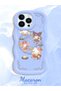 Simple Blue Silicone Phone Case Kitty Pattern Compatible with iPhone 13 Pro Max Shockproof