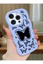 حافظة هاتف من السيليكون الأزرق البسيط المقاوم للصدمات متوافقة مع هاتف iPhone 14 Pro Max بنمط الفراشة