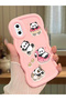 Simple Pink Silicone Phone Case Panda Pattern Compatible with iPhone XS Shockproof - 2