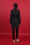Beli Cord Detailed Black Full Covered Hijab Swimsuit with High Collar, 3-Piece Water-Repellent Fabric - 5