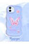iPhone 11 Compatible Shockproof Simple Blue Silicone Phone Case Butterfly Pattern - 2