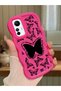 Redmi Note 12S Compatible Shockproof Simple Red Silicone Phone Case Butterfly Pattern