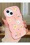 iPhone 15 Compatible Shockproof Simple Pink Silicone Phone Case Flower Pattern