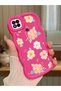 Redmi 9C Compatible Shockproof Simple Red Silicone Phone Case Cover Flower Pattern