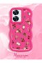 For Realme C55 Compatible Shockproof Simple Red Silicone Phone Case Flower Pattern - 2