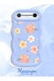 Tecno Spark Slim Compatible Shockproof Simple Blue Silicone Phone Case Flower Pattern - 3