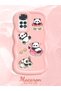 Simple Pink Silicone Phone Case Panda Pattern Compatible with Redmi Note 11 Shockproof