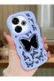 Redmi 13 Compatible Shockproof Simple Blue Silicone Phone Case Butterfly Pattern