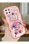 Simple Pink Silicone Phone Case Cute Pattern Compatible with Realme C25Y Shockproof - 2