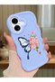 Shockproof Simple Blue Silicone Phone Case Butterfly Pattern Compatible with iPhone 16 - 2