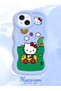 Simple Blue Silicone Phone Case Compatible with iPhone 13 Shockproof Hello Kitty Pattern
