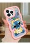 Simple Pink Silicone Phone Case Stitch Pattern Compatible with iPhone 13 Pro Shockproof - 2