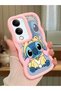 Simple Pink Silicone Phone Case Stitch Pattern Compatible with Vivo Y19 Shockproof - 2