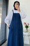 Long Denim Jeans Salopet Gilet Dress - Blue - 4