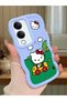 Simple Blue Silicone Phone Case Hello Kitty Pattern Compatible with Vivo Y19 Shockproof - 2