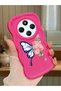 Simple Red Silicone Phone Case Butterfly Pattern Compatible with Redmi 14C 4g Shockproof - 2