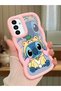 Simple Pink Silicone Phone Case Stitch Pattern Compatible with Samsung Galaxy A13 Shockproof - 2