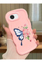 Shockproof Simple Pink Silicone Phone Case Butterfly Pattern Compatible with iPhone 16E - 2