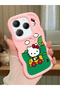 Simple Pink Silicone Phone Case Hello Kitty Pattern Compatible with Infinix Hot 40 Pro Shockproof - 2