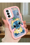 Simple Pink Silicone Phone Case Stitch Pattern Compatible with Samsung Galaxy M23 Shockproof - 2