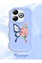 Simple Blue Silicone Phone Case Butterfly Pattern Compatible with Infinix Hot 40I Shockproof