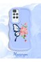 Shockproof Simple Blue Silicone Phone Case Butterfly Pattern Compatible with Redmi 10