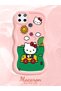 Simple Pink Silicone Phone Case Hello Kitty Pattern Compatible with Realme C25Y Shockproof