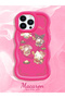 Simple Red Silicone Phone Case Kitty Pattern Compatible with iPhone 13 Pro Shockproof