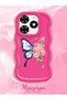 Simple Red Silicone Phone Case Butterfly Pattern Compatible with Tecno Spark Go 2024 Shockproof