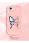 Simple Pink Silicone Phone Case Butterfly Pattern Compatible with iPhone Se 2020 Shockproof
