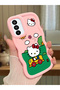 Simple Pink Silicone Phone Case Hello Kitty Pattern Compatible with Samsung Galaxy M23 Shockproof - 2