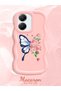 Simple Pink Silicone Phone Case Butterfly Pattern Compatible with Poco X7 Pro Shockproof