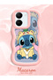 Simple Pink Silicone Phone Case Stitch Pattern Compatible with Vivo Y36 5g Shockproof