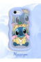 Simple Blue Silicone Phone Case Stitch Pattern Compatible with iPhone 6S Plus Shockproof