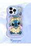 Simple Blue Silicone Phone Case Stitch Pattern Compatible with iPhone 13 Pro Max Shockproof
