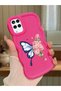 Simple Red Silicone Phone Case Butterfly Pattern Shockproof Compatible with Samsung Galaxy A12 - 2