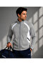 Men's Double Face Fabric Zippered Stand Collar Gray White Tracksuit Set - 7942 - 3