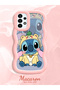 Simple Pink Silicone Phone Case Stitch Pattern Compatible with Samsung Galaxy A13 4g Shockproof