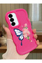 Simple Red Silicone Phone Case Butterfly Pattern Compatible with Samsung Galaxy A36 5g Shockproof - 2