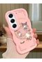 Simple Pink Silicone Phone Case Kitty Pattern Compatible with Tecno Camon 40 Pro 5g Shockproof - 2