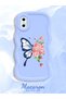 Simple Blue Silicone Phone Case Butterfly Pattern Compatible with iPhone XS Shockproof