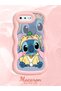 Simple Pink Silicone Phone Case Stitch Pattern Shockproof Compatible with iPhone 7 Plus