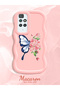 Shockproof Simple Pink Silicone Phone Case Butterfly Pattern Compatible with Redmi 10 2022